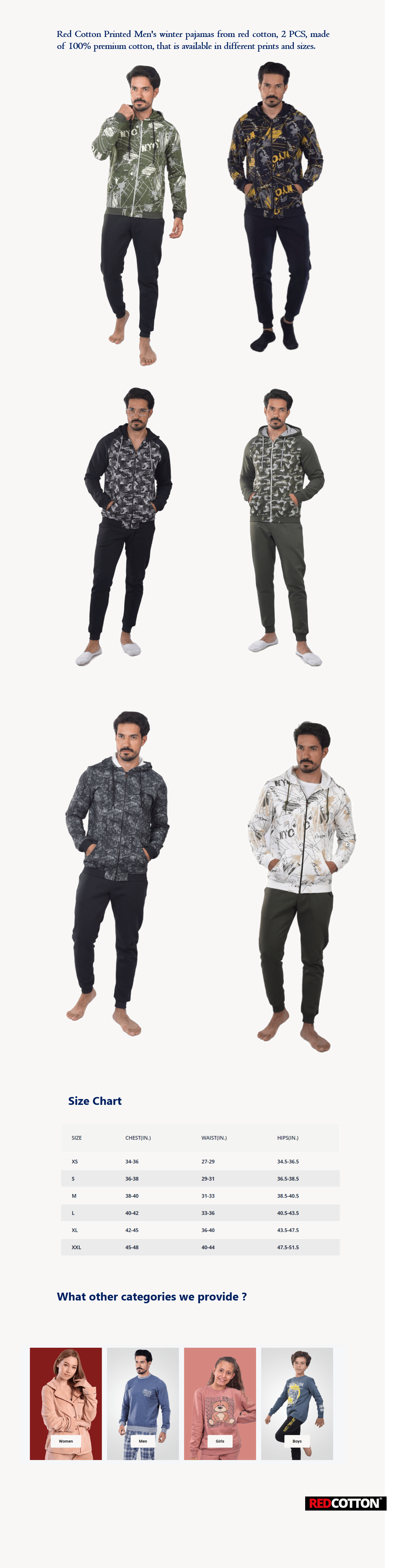 Printed Men's winter pajamas