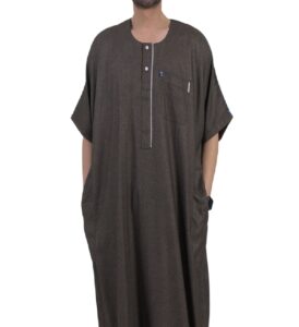IKAF Premium Men’s Half Sleeve Linen Galabiya – Style 32-24