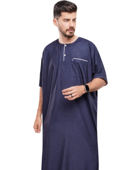 IKAF Premium Men’s Half Sleeve Linen Galabiya – Style 32-24
