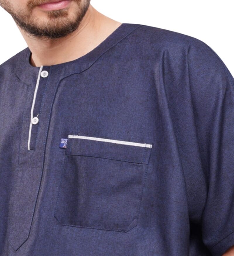 IKAF Premium Men’s Half Sleeve Linen Galabiya – Style 32-24 - Image 2
