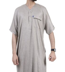 IKAF Premium Men’s Half Sleeve Linen Galabiya – Style 32-24
