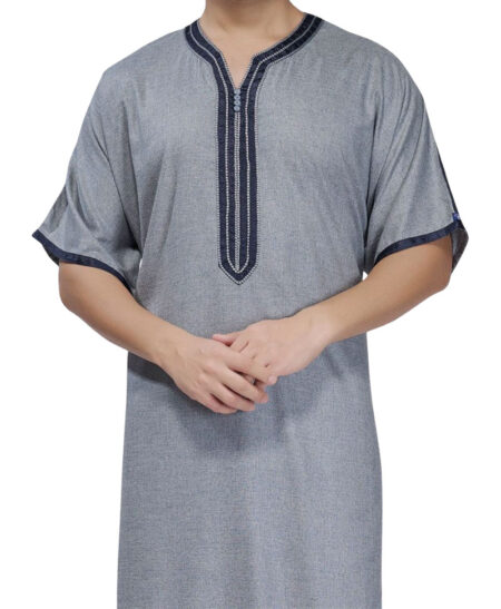 IKAF Elegant Men’s Embroidered Linen Galabiya – 2025 Signature Wear