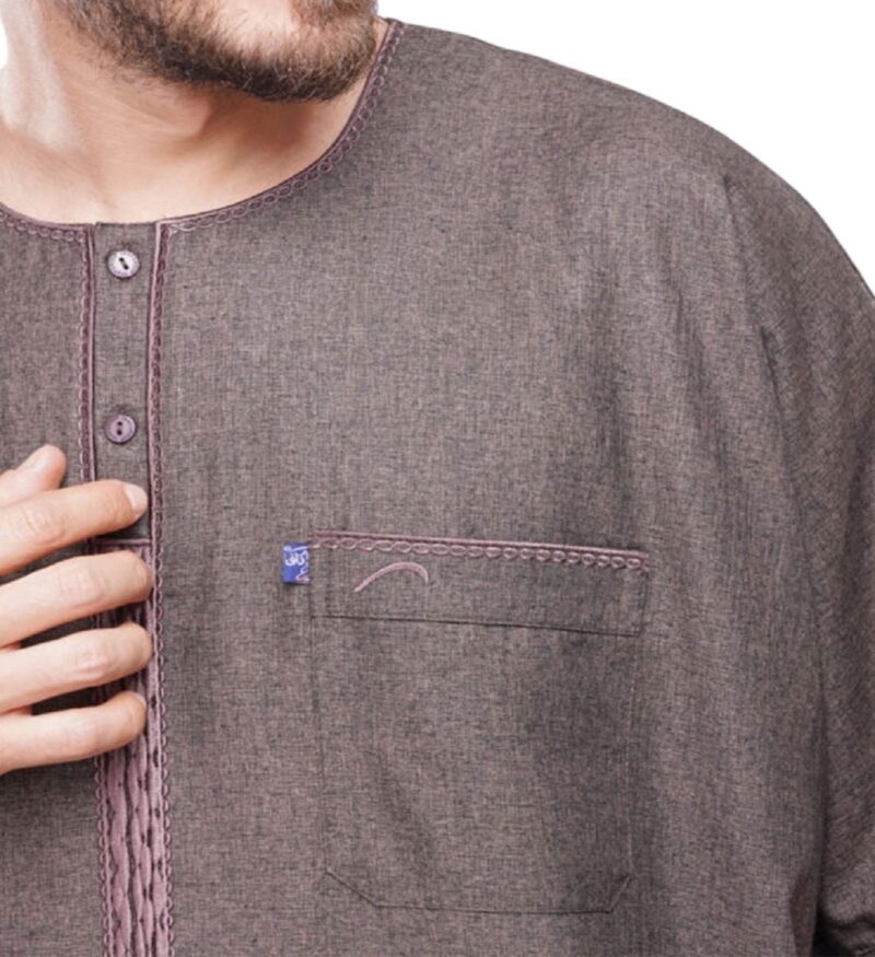 IKAF Elegant Men’s Embroidered Linen Galabiya Half Sleeve– 2025 Signature Wear