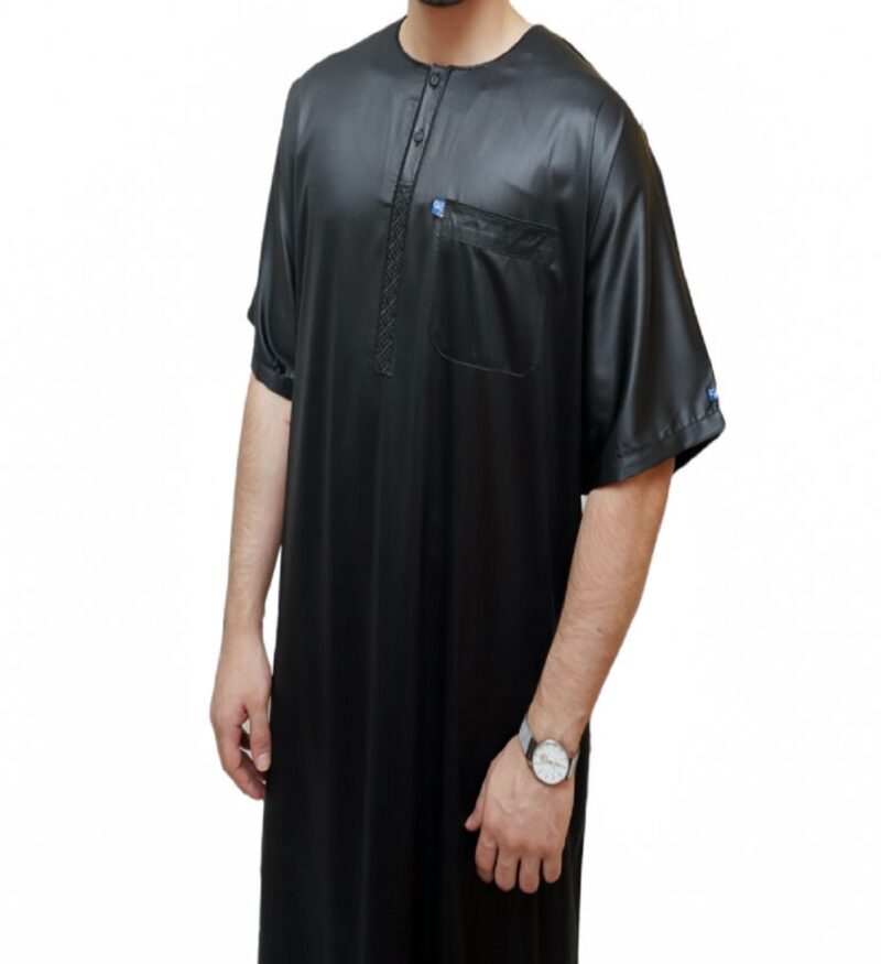 IKAF 2025 Metallic Embroidered Men’s Half Sleeve Galabiya – Premium Comfort Fit
